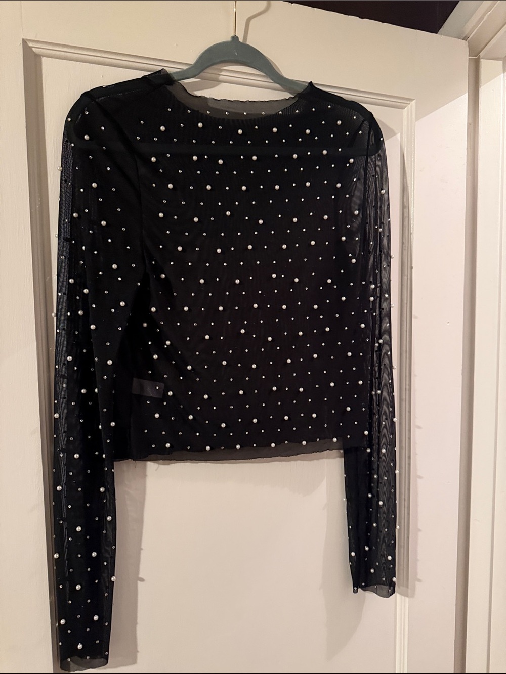 Embellished mesh top